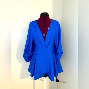Parallel Lines Romper With Cape Sleeves